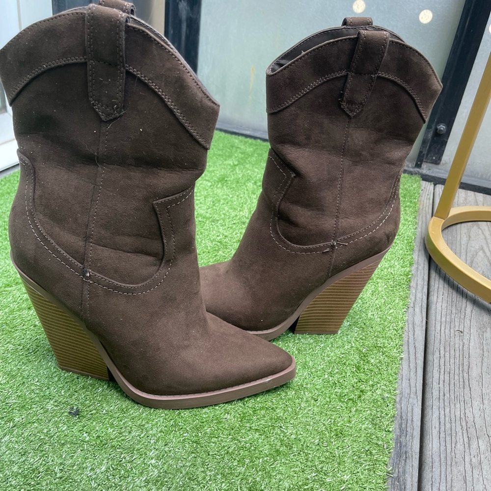 Brown Suede Wedge Ankle Boots